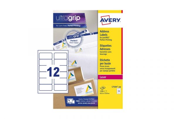 Avery Address Labels L7164-100 63.5 x 72 mm, Laser, white