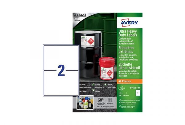 Avery Ultra Resistant Labels B7168-50 144 x 200 mm, All printer types, permanent