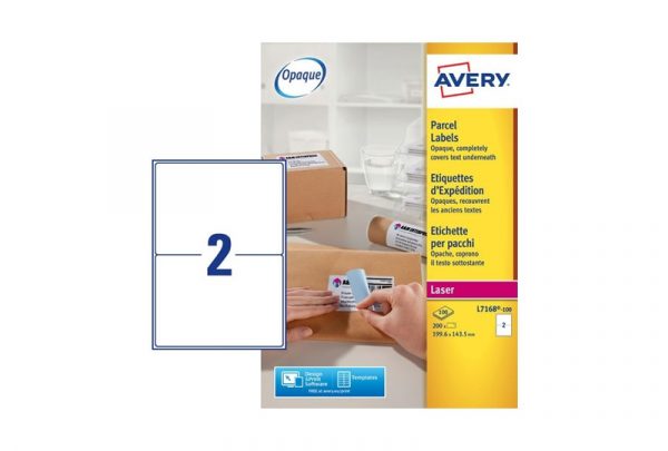 Avery BlockOut™ Parcel Labels L7168B-100 199.6 x 143.5 mm, Colour Laser, B/W Laser, Laser, white