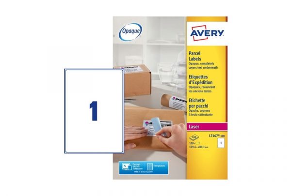 Avery BlockOut™ Parcel Labels L7167B-100 199.6 x 289.1 mm, Laser, Colour Laser, B/W Laser, white
