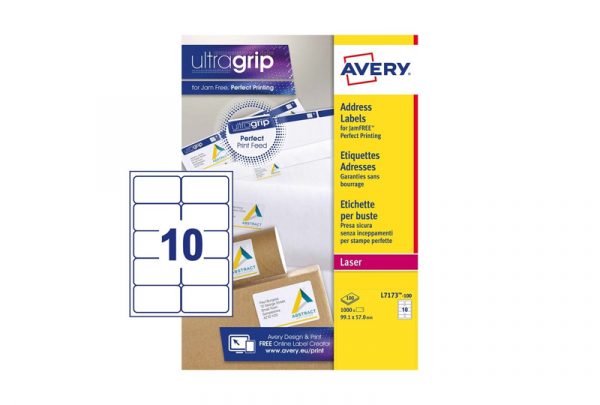 Avery Address Labels L7173-100 99.1 x 57 mm, B/W Laser, Colour Laser