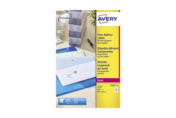 Avery Address Labels L7563-25 99.1 x 38.1 mm, Laser, clear - Image 2