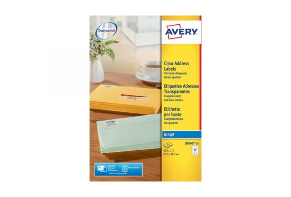 Avery Address Labels J8560-25 63.5 x 38.1 mm, Inkjet, clear - Image 2