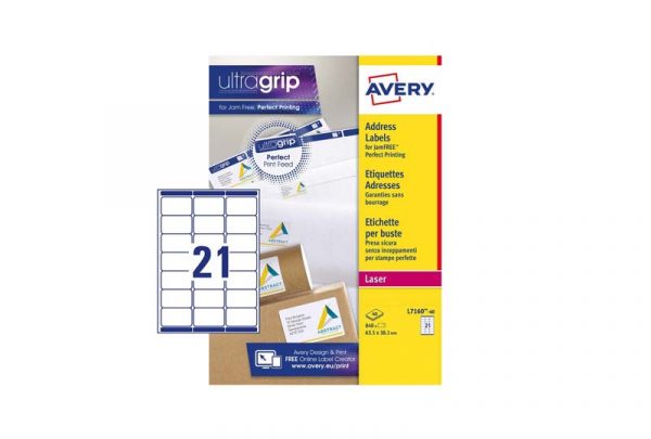 Avery Address Labels L7160-40 63.5 x 38.1 mm, Laser