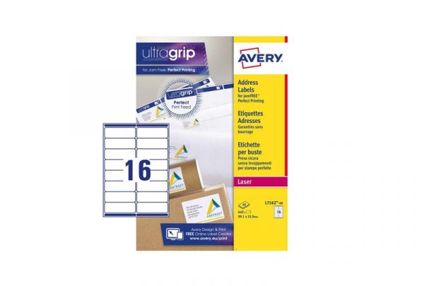 Avery Address Labels L7162-40 99.1 x 33.9 mm, Laser, white