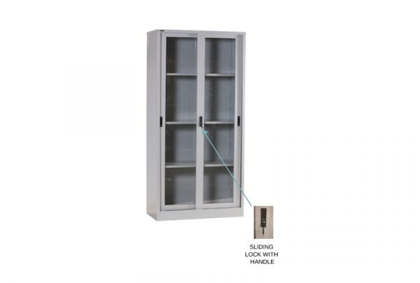 RXL101SG - Full Height Office Cupboard Sliding Glass Door With 3 Adjustable Shelves