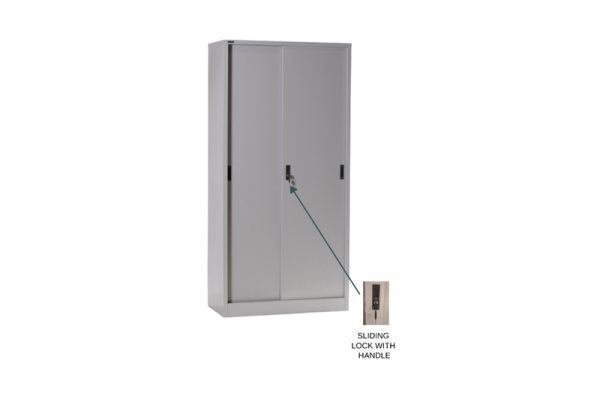 RXL101SS - Full Height Office Cupboard Sliding Steel Door With 3 Adjustable Shelves