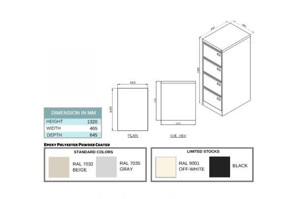 RXL304ST - 4 Drawer Filing Cabinet - Image 2