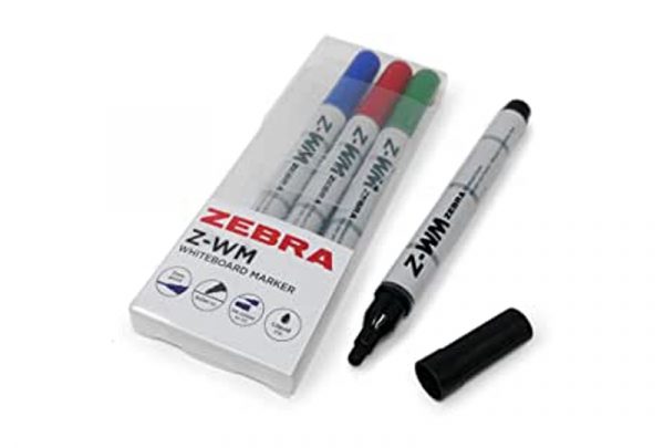 Zebra Z-WM Whiteboard Marker Pens - Dry Wipe - Bullet Tip - Set of 4 Assorted Colours