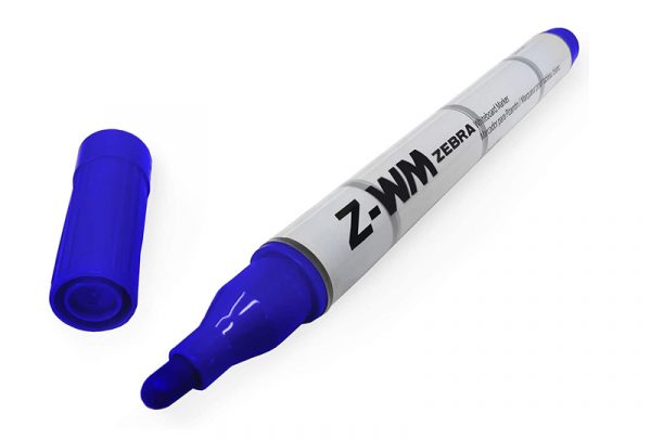 Zebra Z-WM Whiteboard Marker Pen - 2.0mm Bullet Tip - Blue - Pack of 3