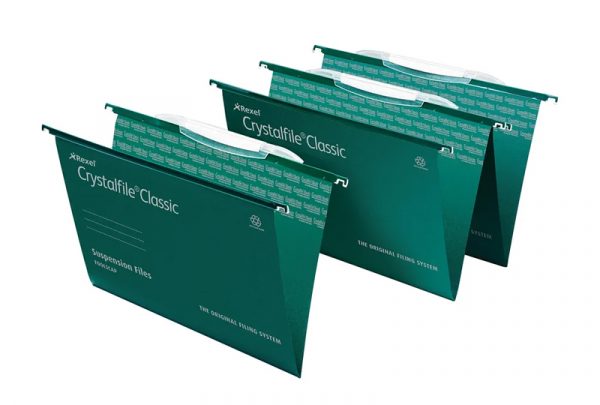 Rexel Crystalfile Foolscap Green Links Suspension Files, Pack of 50